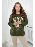 Bavlněná souprava, zateplená mikina + legíny khaki