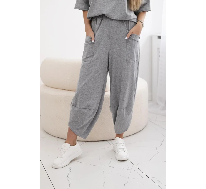 Bavlnená blúzka + nohavice tmavosivá