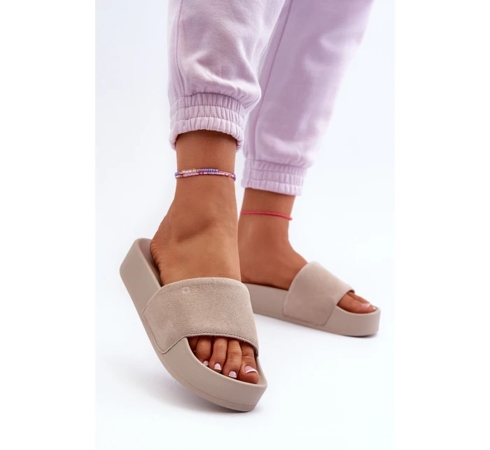 Dámské žabky na platformě z semiše Big Star model 21655526 béžové - Big Star Shoes