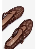 Síťované baleríny s páskem čokoládové Pherina