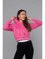 Krátká růžová tepláková mikina s kapucí model 18378833 - J.STYLE Krátká růžová tepláková mikina s kapucí model 18378833 - J.STYLE