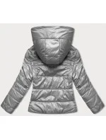 Krátká šedá dámská bunda s kapucí model 18841712 - S'WEST