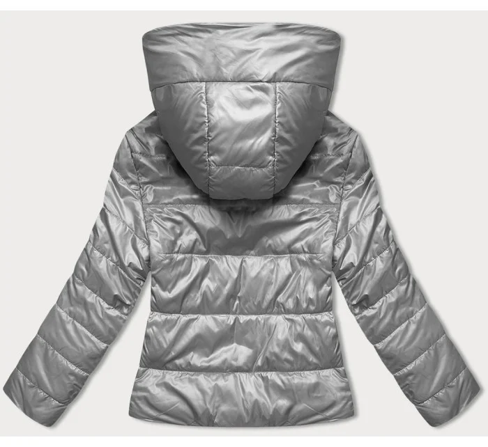 Krátká šedá dámská bunda s kapucí model 18841712 - S'WEST