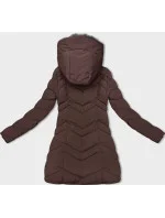 Dámska zimná bunda z umelej kožušiny hnedá (LHD-23023)