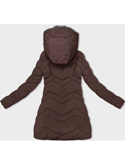 Hnědá dámská zimní bunda s kožešinovou podšívkou model 21246465 - LHD