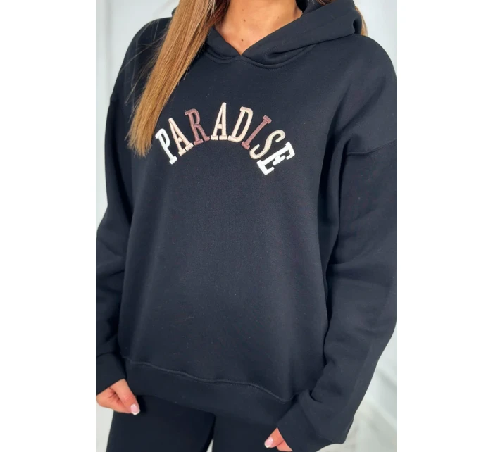 Bavlnená súprava s vyšívaným nápisom Paradise čierny