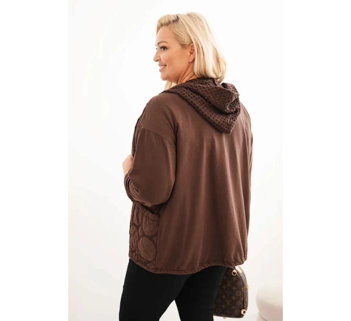Dámske Plus veľkosť mikina na zips Brown
