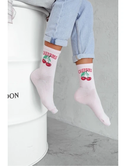 Skarpetki Damskie CHERRIES Pudrowy Róż