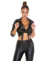 Sexy orezaná blúzka Kunstleder T2880 čierna - Koucla Sexy orezaná blúzka Kunstleder T2880 čierna - Koucla