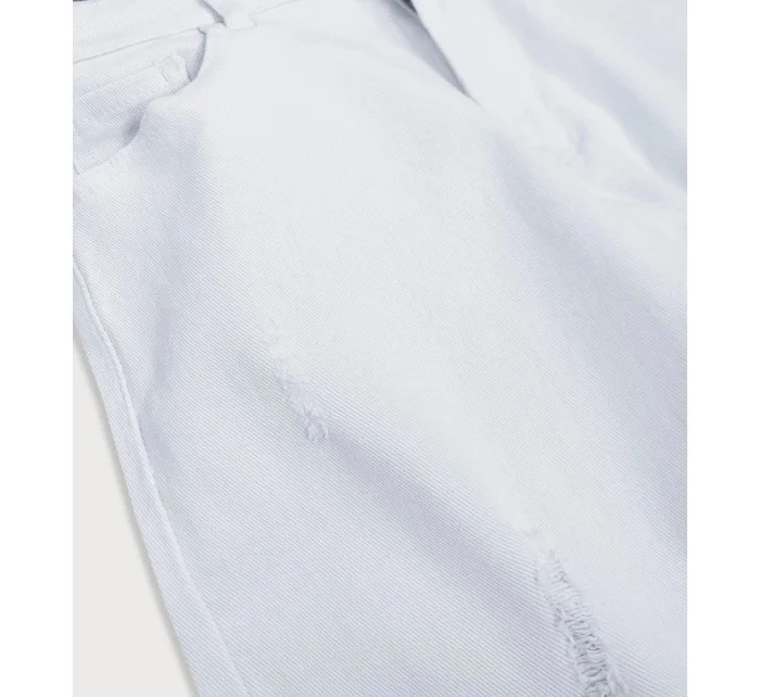 Široké dámske zvonové nohavice v bielej farbe (B102)