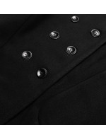 Čierny dámsky kabát plus size s kapucňou (2728)