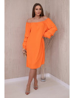 Španielske šaty s ozdobnými oranžovými rukávmi