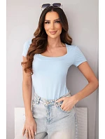 Dámska bambusová blúzka s krátkymi rukávmi a širokým výstrihom basic blue Dámska bambusová blúzka s krátkymi rukávmi a širokým výstrihom basic blue