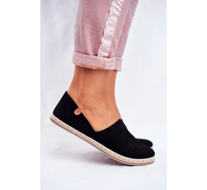 Damskie Welurowe Espadryle Czarne Vulcano Damskie Welurowe Espadryle Czarne Vulcano