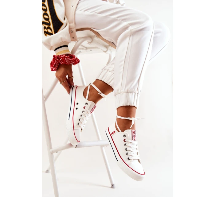 Damskie Materiałowe Trampki BIG STAR JJ274123 Białe Damskie Materiałowe Trampki BIG STAR JJ274123 Białe