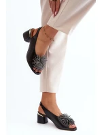 Kožené sandále so zdobením Laura Messi 2719 Black Kožené sandále so zdobením Laura Messi 2719 Black