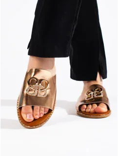 Moderné zlaté dámske ponožky na podpätku bez päty