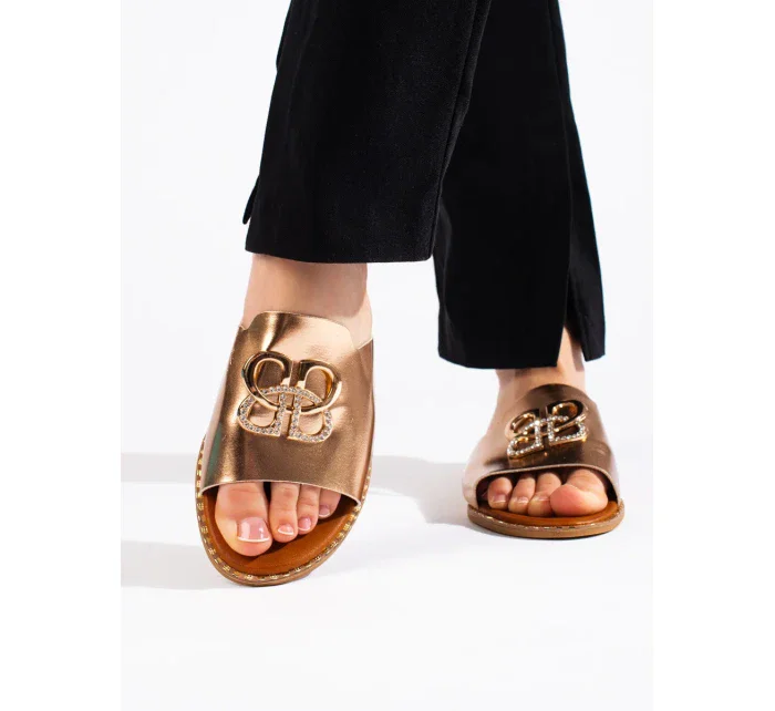 Moderné zlaté dámske ponožky na podpätku bez päty Moderné zlaté dámske ponožky na podpätku bez päty