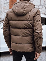 Kurtka męska zimowa pikowana z kapturem brązowa FashionStreet TX5064
