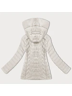 Dámská prošívaná bunda v barvě ecru s kapucí model 21001836 - J.STYLE Dámská prošívaná bunda v barvě ecru s kapucí model 21001836 - J.STYLE