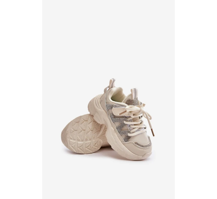 Sneakersy Dziecięce Z Cyrkoniami Beżowe Rianalla Sneakersy Dziecięce Z Cyrkoniami Beżowe Rianalla