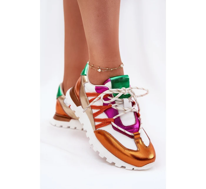 Kožené Polobotky Tenisky Dámské model 21693239 Multicolor - Artiker Kožené Polobotky Tenisky Dámské model 21693239 Multicolor - Artiker