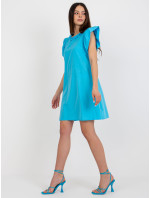 Modré splývavé bavlnené šaty