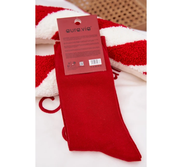 Pánske vianočné ponožky so smejúcim sa Santom - červené Pánske vianočné ponožky so smejúcim sa Santom - červené