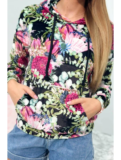 Velurová mikina s kapucí černý