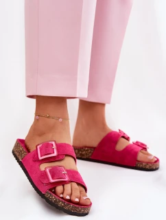 Dámské sandály s prvky na korkové podrážce fuchsie model 21688487 - Boto