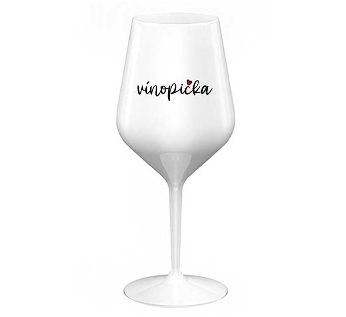 VÍNOPIČKA - bílá nerozbitná sklenice na víno 470 ml