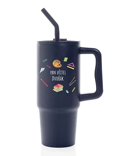 Personalizovaná nerezová termoska s farebným viečkom pre pani učiteľku/pána učiteľa (školské pomôcky)