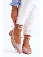 Dámske baleríny s uzlami a kamienkami 6140 Beige - Diamantique