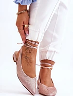 Dámske baleríny s uzlami a kamienkami 6140 Beige - Diamantique