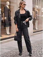 Dámske džínsy s vysokým pasom a balónovým strihom, čierne, FashionStreet UY3131 Dámske džínsy s vysokým pasom a balónovým strihom, čierne, FashionStreet UY3131