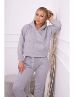Teplá súprava s mikinou so zaväzovaním vpredu šedá