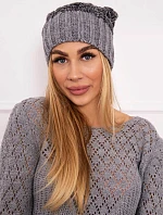 Čiapka Paris z fleecu K213 tmavo šedá + čierna