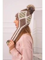 Dámska klapka na uši Eunika K322 cappuccino+ecru