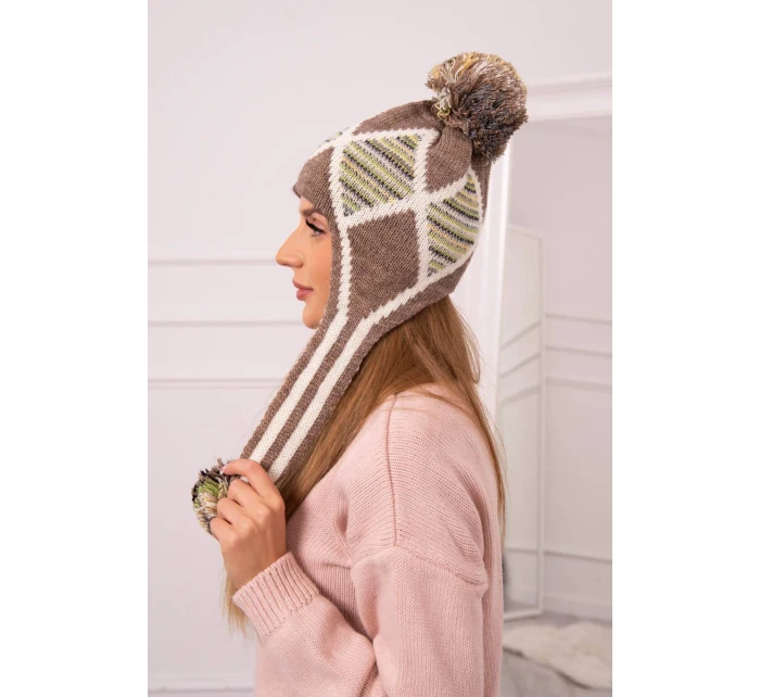 Dámska klapka na uši Eunika K322 cappuccino+ecru