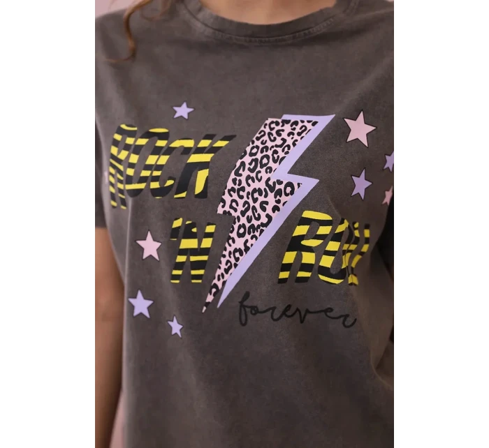 Haleka z rubaé bavly Rock hědý model 19659080 - K-Fashion Haleka z rubaé bavly Rock hědý model 19659080 - K-Fashion