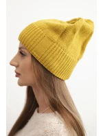 Dámská zimní čepice s vlnou v  vzoru hořčicová model 21783013 - K-Fashion