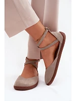 Semišové dámské baleríny Barefoot s pásky Zazoo 320 Cappuccino