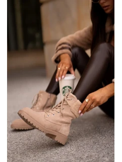 Dámske zateplené členkové topánky Workery Zippered Beige Mivael