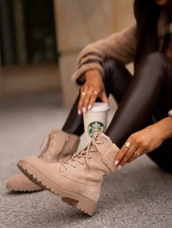 Dámske zateplené členkové topánky Workery Zippered Beige Mivael