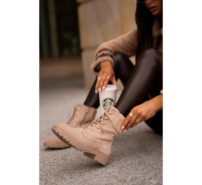 Dámske zateplené členkové topánky Workery Zippered Beige Mivael Dámske zateplené členkové topánky Workery Zippered Beige Mivael