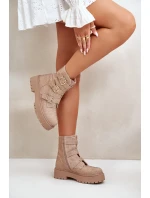 Zateplené dámske členkové topánky s béžovou ozdobou Ciascia