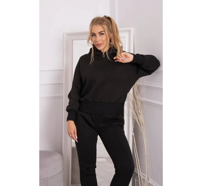 Zateplený rolák s kapucňou čierny