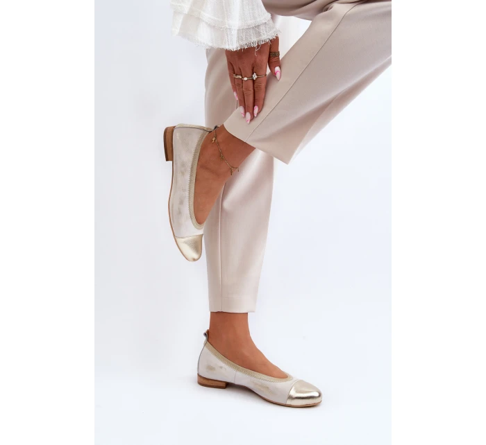 Kožené baleríny Zlaté model 21646187 - Zazoo