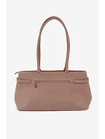 Kožená kabelka z imitace semiše s přívěskem jezevčík béžová Noellea