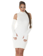Sexy fine knit dress with gauntlets
